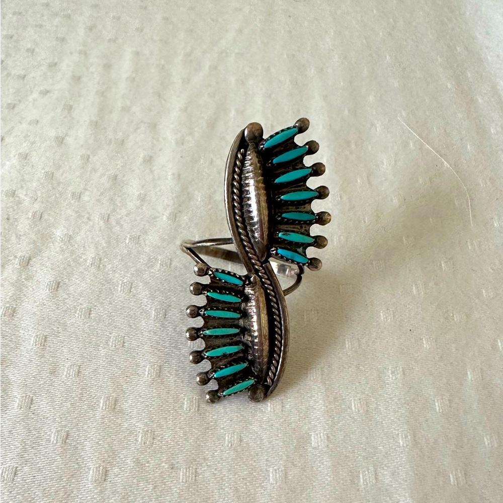 💝 Zuni Petit Point Turquoise Silver Ring 🎁💖
